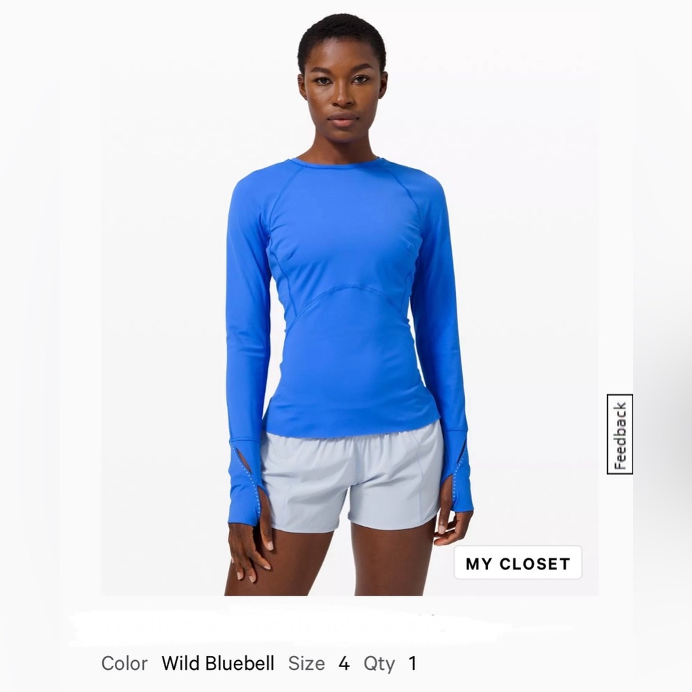 Lululemon Athletica Run Tall Wild Bluebell Long Sleeve Top
